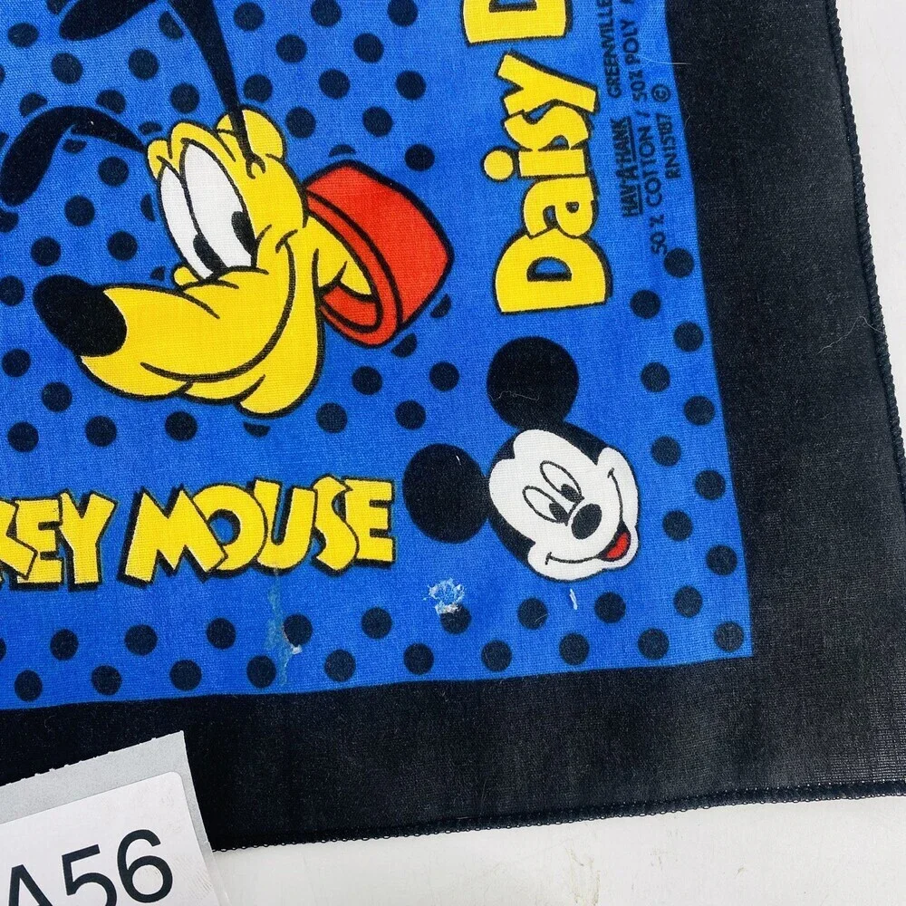 Vintage 1990's Disney Bandana Blue Black Mickey Minnie Pluto Daisy Donald Duck